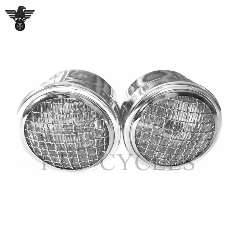 Twin Round Chrome Mesh Classic Motorcycle Headlight for Cafe Racer