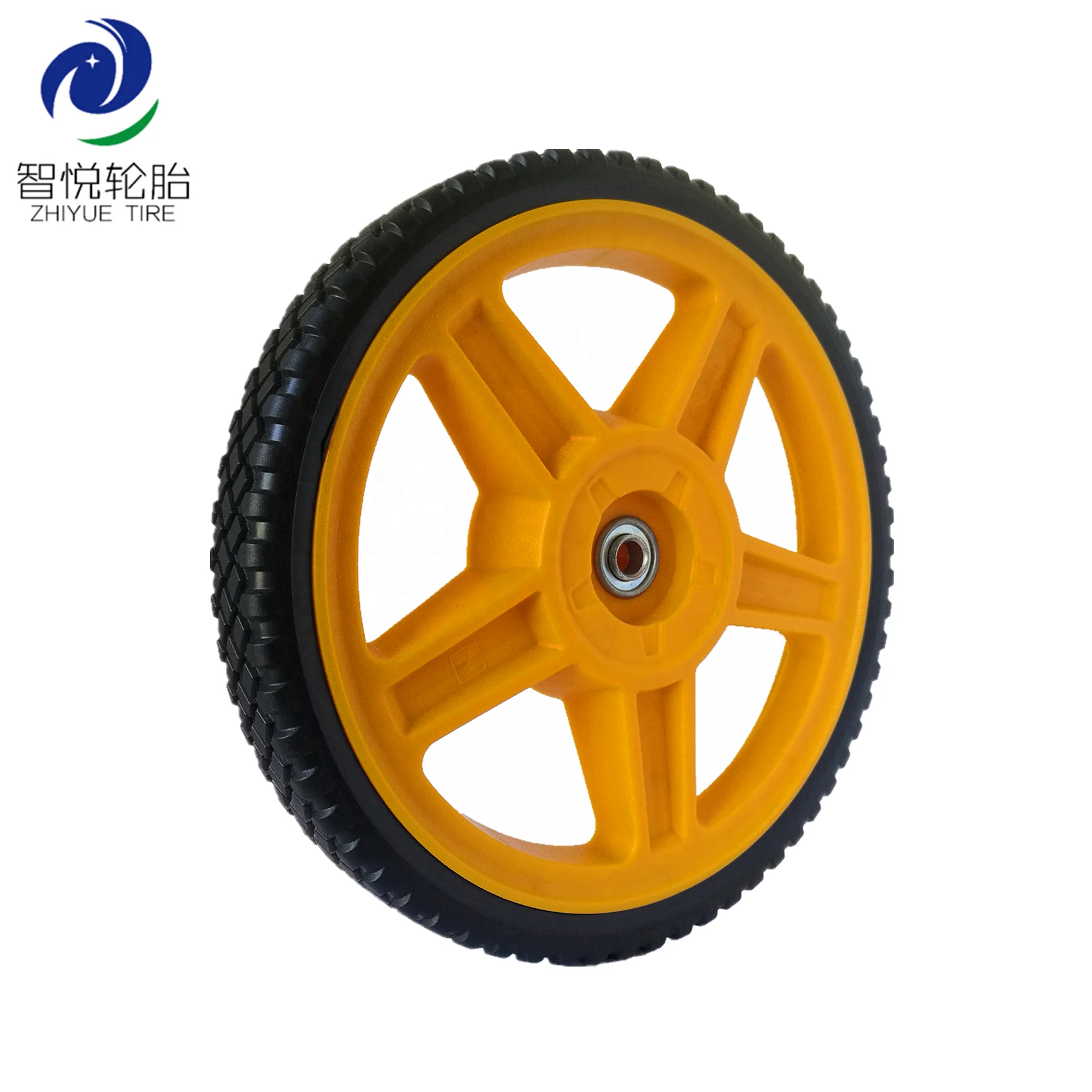 Plastic wheel 12 inch pvc wheel for lawn mower, lawn spreader, trolley cart