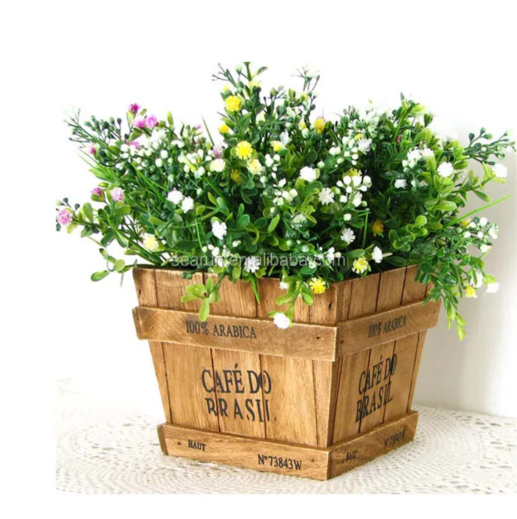 Outdoor wooden flower pot