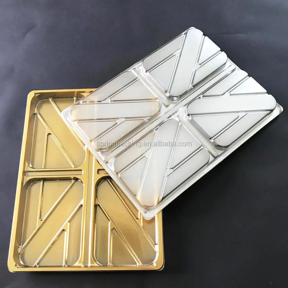 Supermarket PLA blister  Biodegradable Silver gold black white clear PLA /PP/PET/PS food packaging box plastic tray