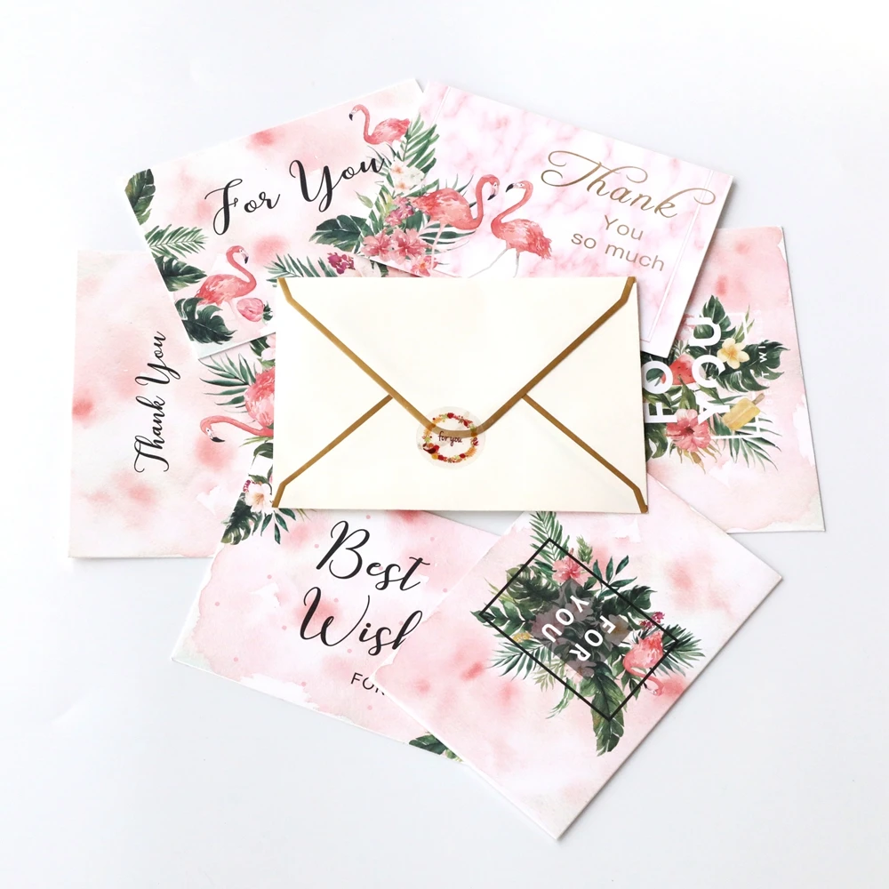 Factory sales folding greeting small Thank You Card with different designs and envelope