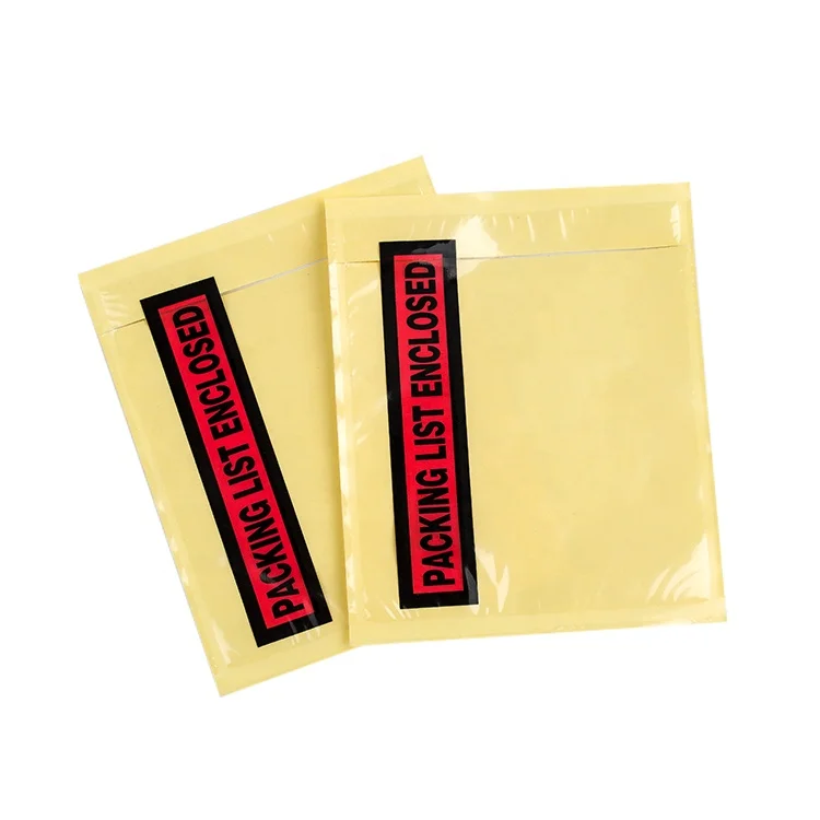 Clear Packing List Enclosed Envelope with Back Load