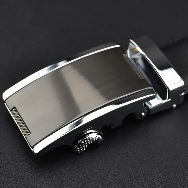 btu1208 Black Men Dress Ratchet Automatic Buckle Leather Belt without Hole