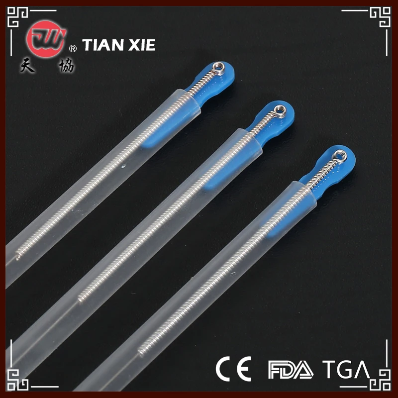 
Hot new products single use with guide tube silver handle acupuncture needles 