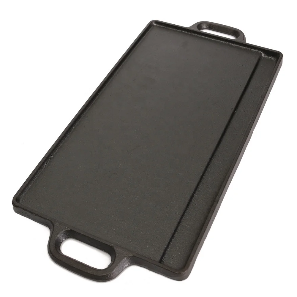 REVERSIBLE GRILL GRIDDLE CAST IRON FLAT BBQ GRILL COOKING CAMPING