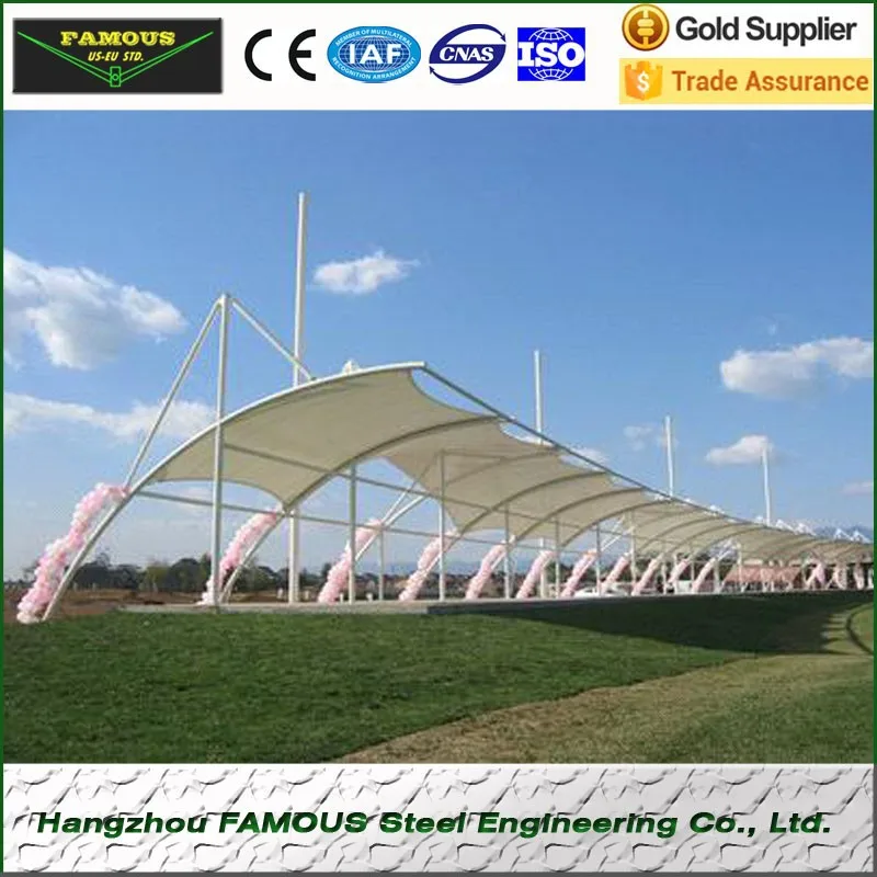 
PVC PVDF PTFE cover membrane structure for stadium and carport 