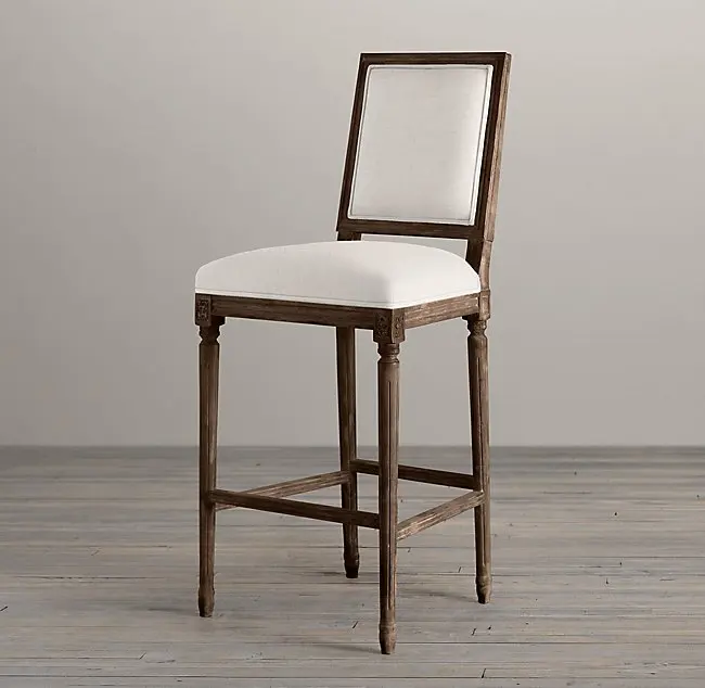 
wholesale Long legged solid wood antique bar stool with no arm dining chair armchair 