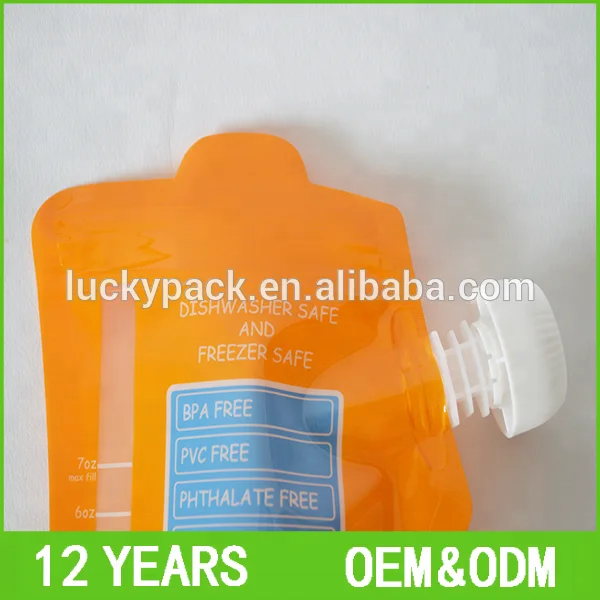 Puree Packing Food Grade Bpa Free Baby Food Spout Pouch With Zipper