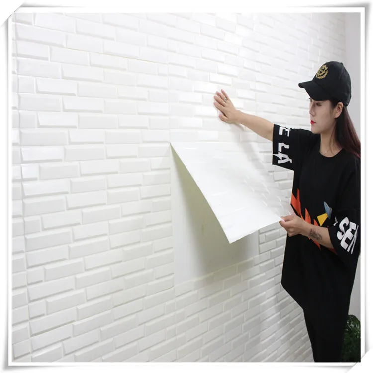 New design PE foam wallpaper 3d wall sticker peel and stick wall panel
