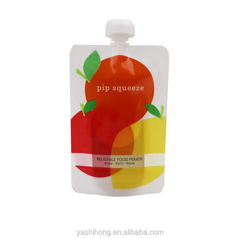 Customized Squeeze Spout Bag/Reusable Food Pouch with Spout/Refill Fruit Drink Spout Pouch Bag