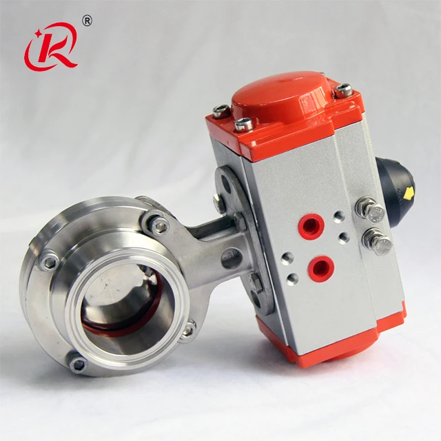 Food grade hygienic 304 316 stainless steel 1 6 10 inch sanitary welded horizontal butterfly valve with pneumatic actuator
