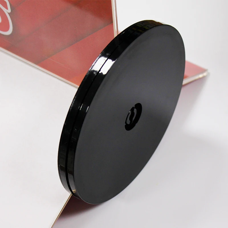 Wholesale rotating 3 sides acrylic display stand card sign holder with round base
