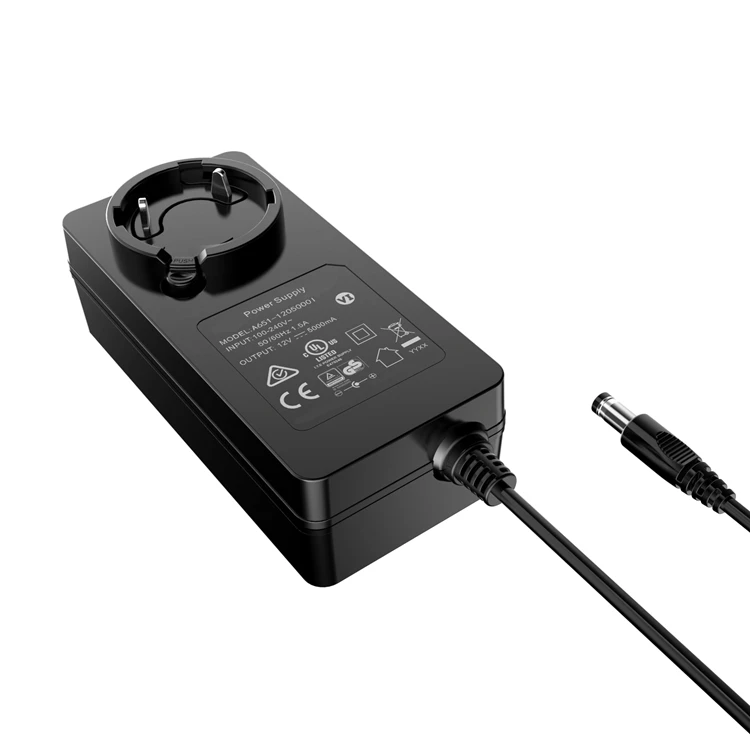 UL CE GS SAA PSE approved 100V to 240V 12V 5A AC DC Adapter 60W wall mount  power supply