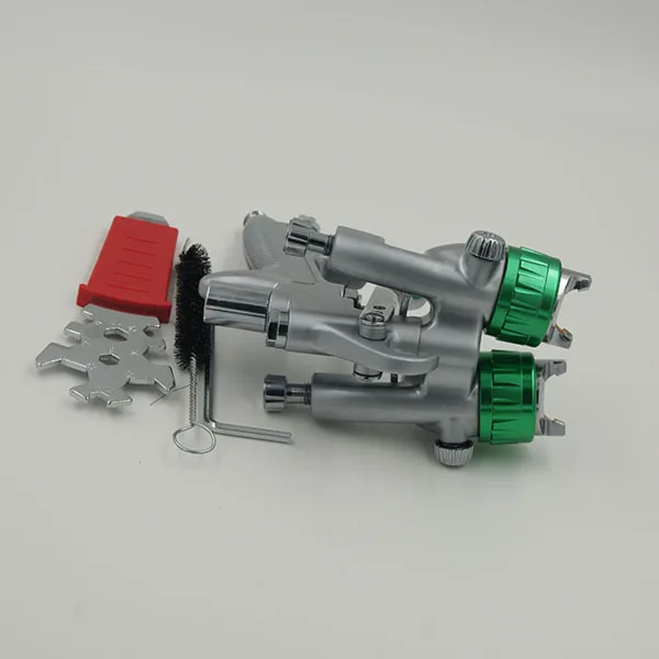 1189 pneumatic double nozzle spray gun nano chrome plate painting gun high pressure feed air dual head spray paint gun