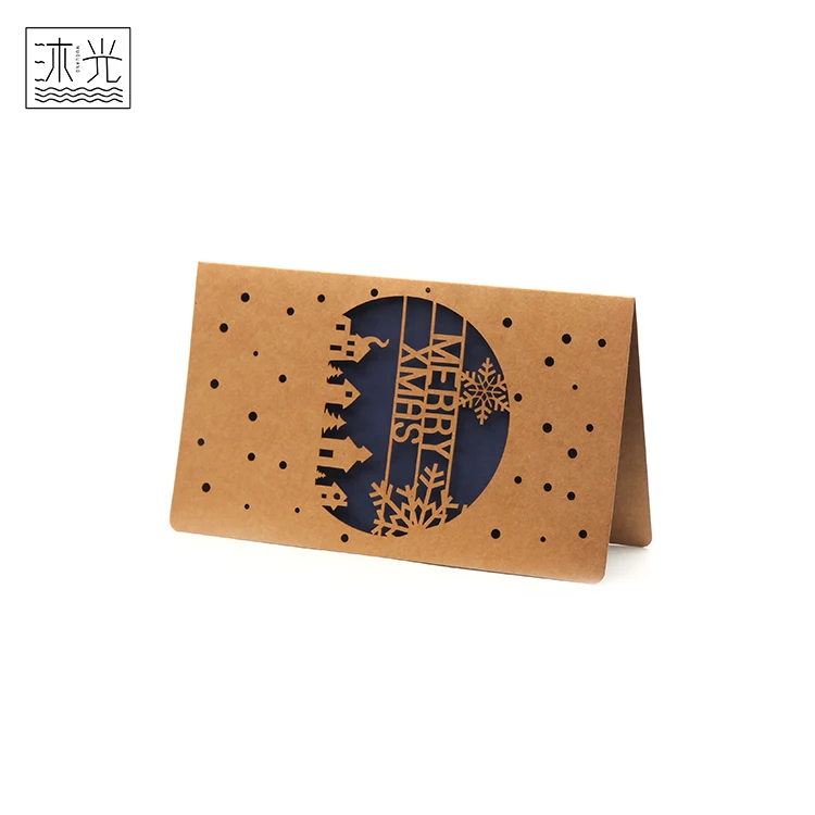 
Fancy Design Decoration Merry Xmas Christmas Greeting Laser Cut Christmas Cards 