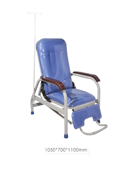 Medical Hospital Single Metal Iv Drip Infusion Chairs with Iv Pole with Basket