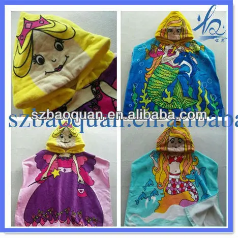 100% хлопок печатных пляжное полотенце с капюшоном