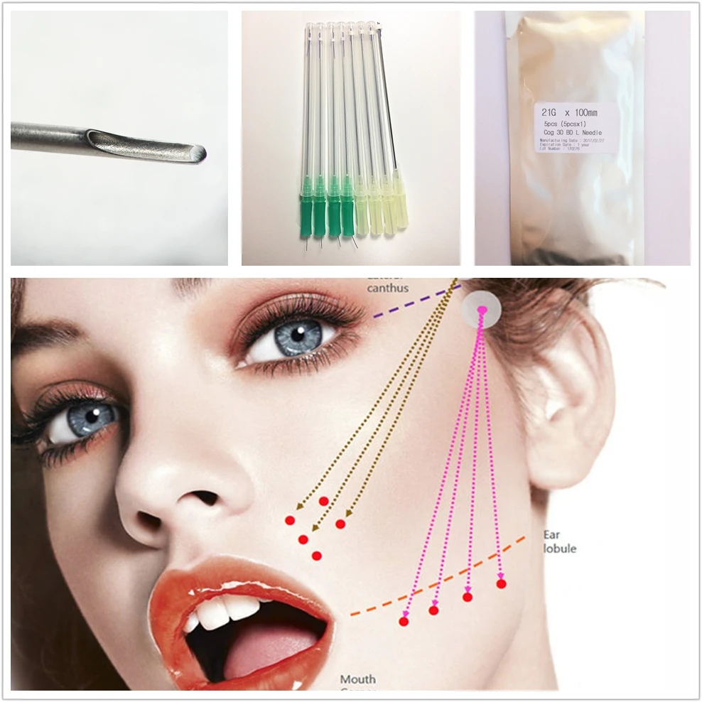 Free shipping Barbed thread PDO 19g50mm L Blunt for nose bridge hilos lifting