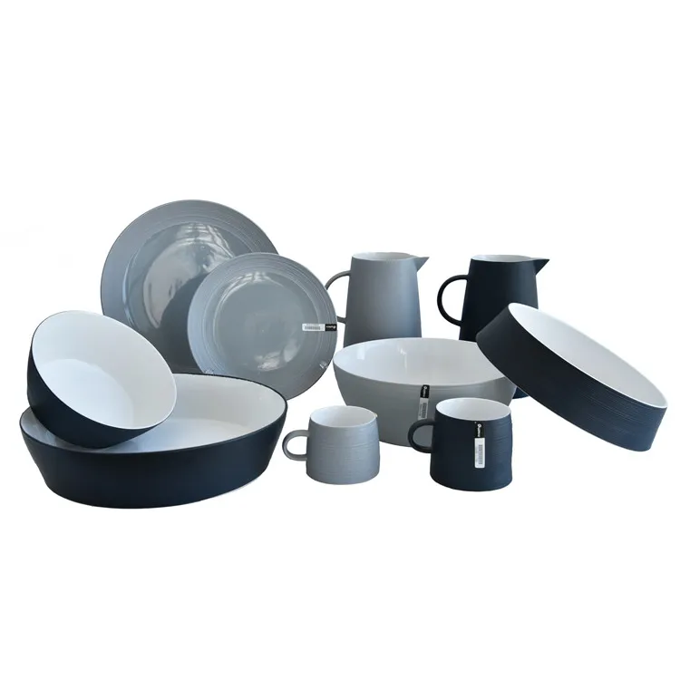 Striped fluted surface matte english style ceramic arabic tea pot set