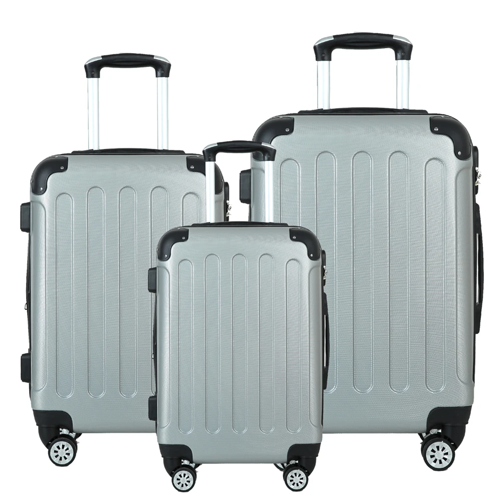 3 PCS Set ABS Trolley Case Fashion Zipper Suitcase Travel Bags with 20'24' 28' Luggage