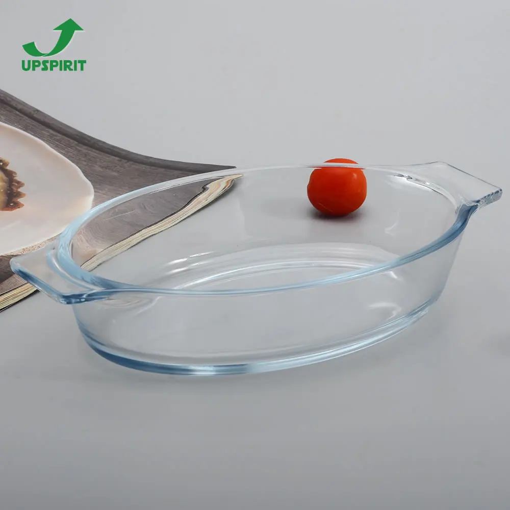 Oval High Borosilicate Glass Bakeware Dish Easy Grab Glass Baking Tray