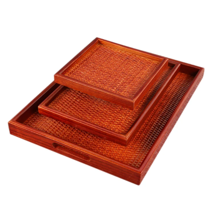 Оптовая продажа креативный деревянный сервировочный поднос ручной работы в японском стиле 15 см из ротанга