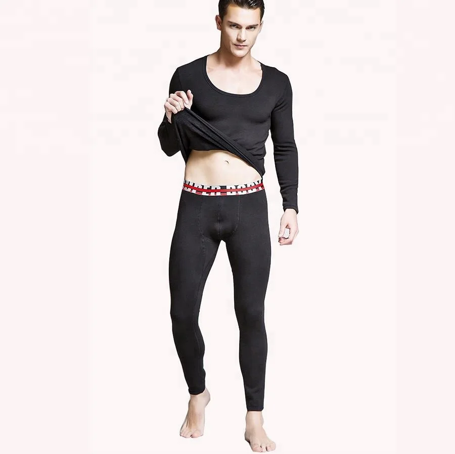 Комплект термобелья мужской, плюшевый шейный воротник, спортивный ветрозащитный термокостюм