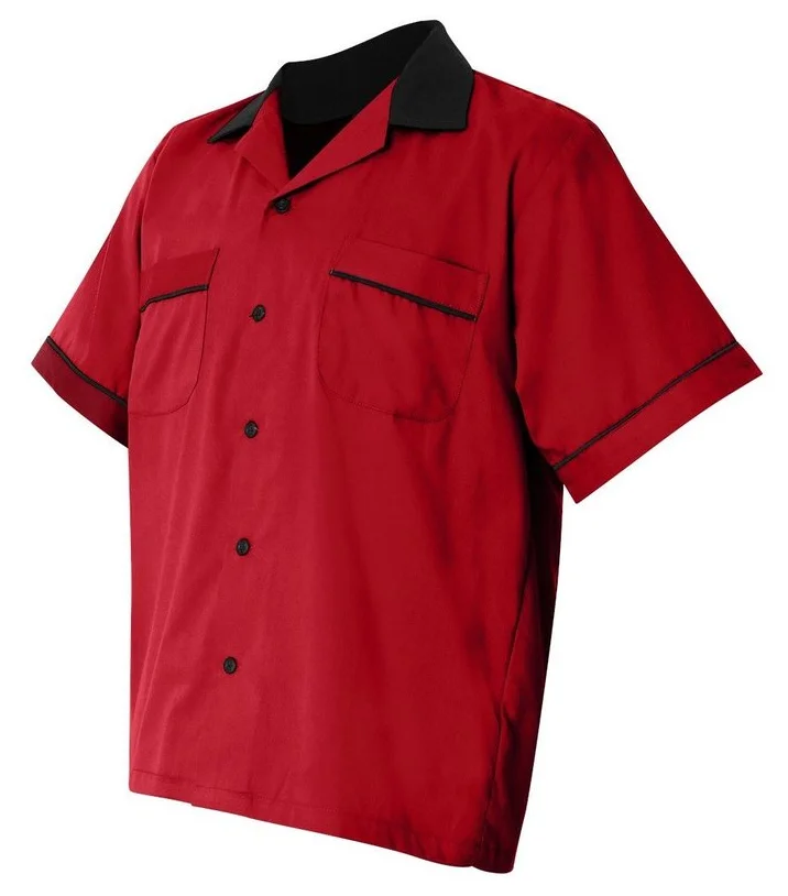 Custom Mens Work Rockabilly Style Cotton Short Sleeve Bowling Shirts
