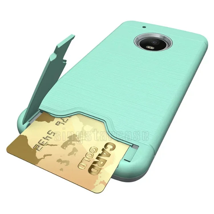 Wire Draw Hide Credit Card Holder Back Cover for Motorola Moto G5 Plus Case Cover