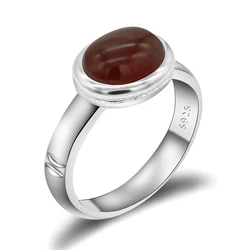 Custom 925 Sterling Silver Red Agate Stone Ring, Natural  Gemstone Stone Rings For Men Women Wedding Engagement Jewelry