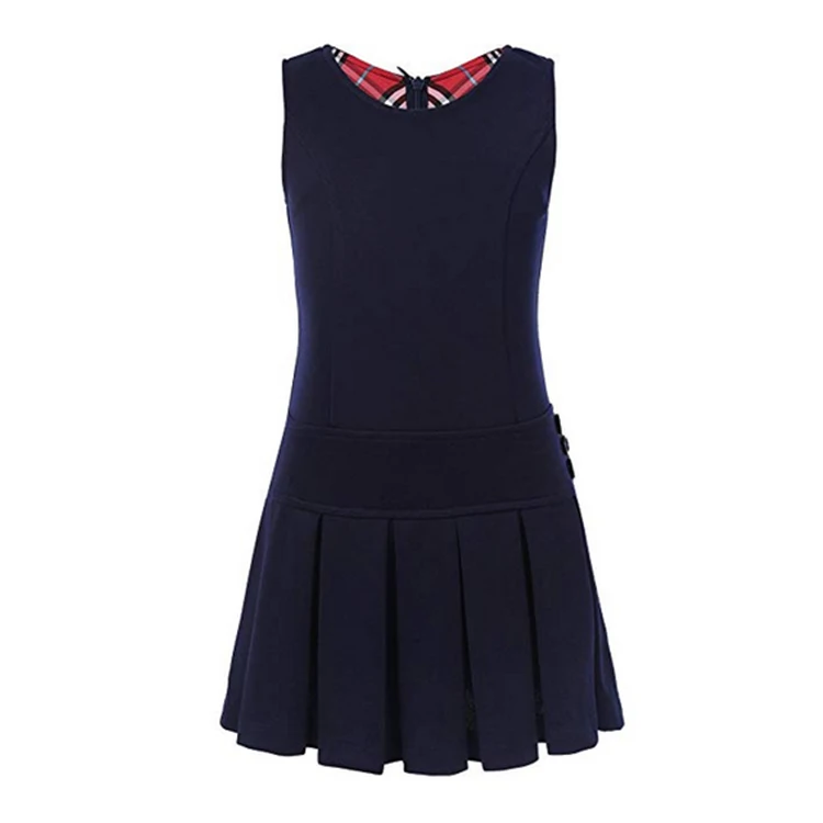 Wholesale High Quality School Uniform Skirts Girl Sleeveless Pleated Dress for Children for Girls Woven Summer Wear 50 Pcs