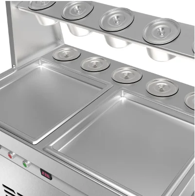 Double flat pans fried roll ice cream machine mesin ais krim goreng