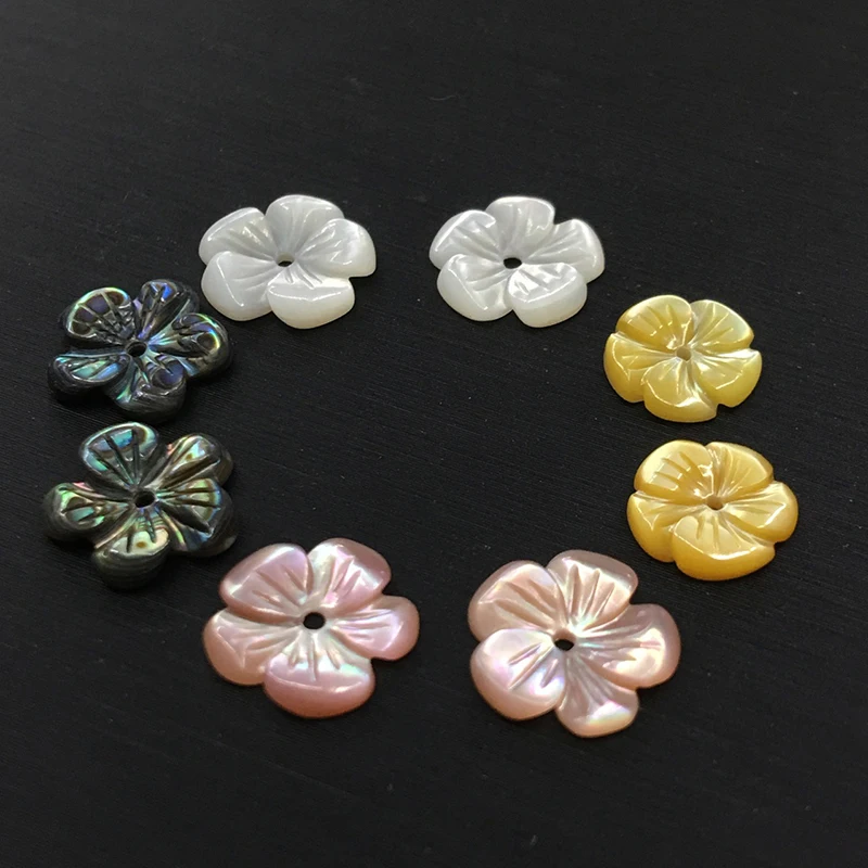 Abalone shell natural sea shell yellow plum blossom flower jewelry accessory charm 8-14mm