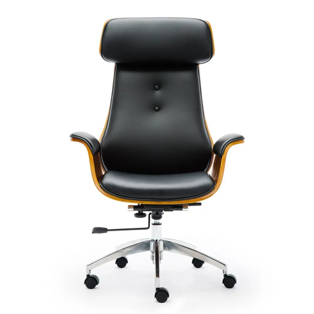
MID CENTURY WOODEN BIG SIZE LEATHER OFFICE CHAIR RENAISSANCE EXECUTIVE CHAIR 