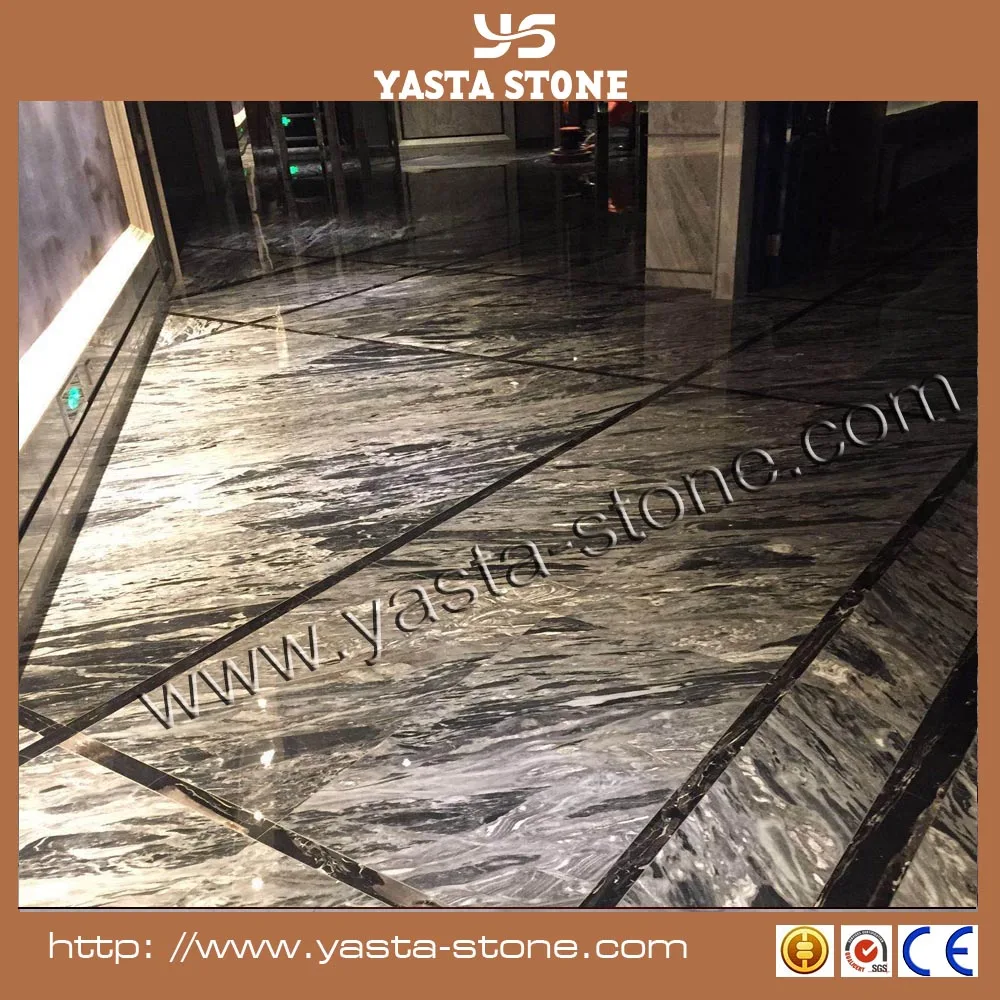 New kinds black marble with white river veins for flooring tile