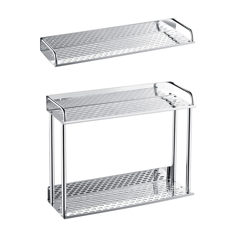 Stainless steel storage rack bathroom rack double - layer commodity shelf 304 wall-mountd sanitary rack