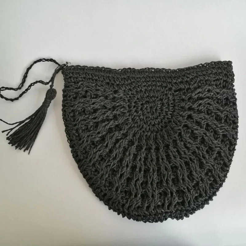 
Crochet semicircle paper straw clutch 