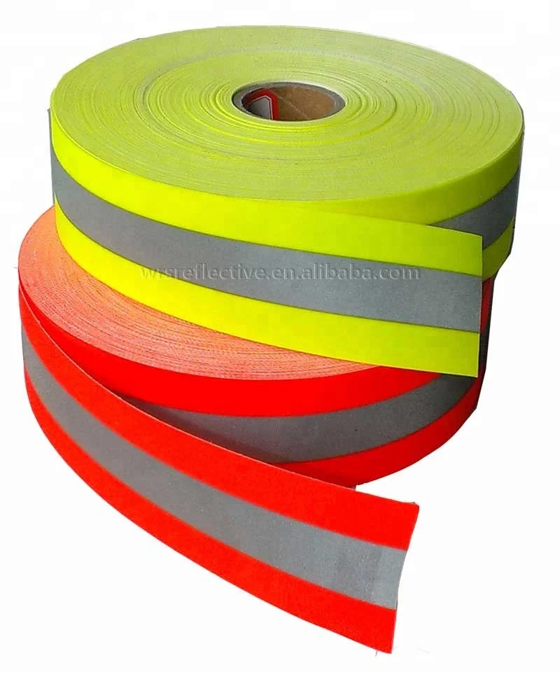 Permanentc Sew On 2 Inch Fire Retardant Yellow Reflective Tape with Silver Rim