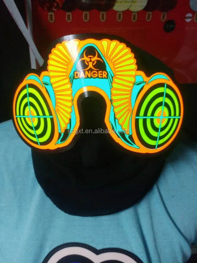 el glowing mask,glowing feather party mask,el wire craft