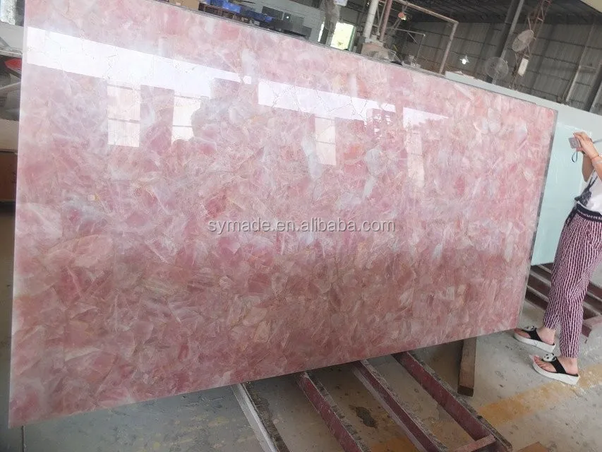 Luxury Customized Gemstone Crystal Natural Rose Quartz Stone Countertop