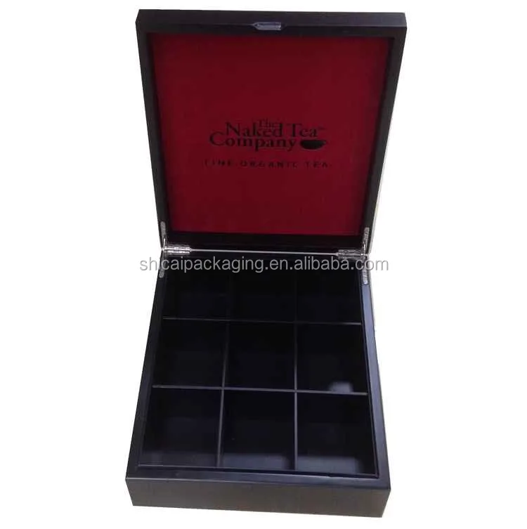 
9 Compartments Deluxe Wooden Tea Box With Lid 