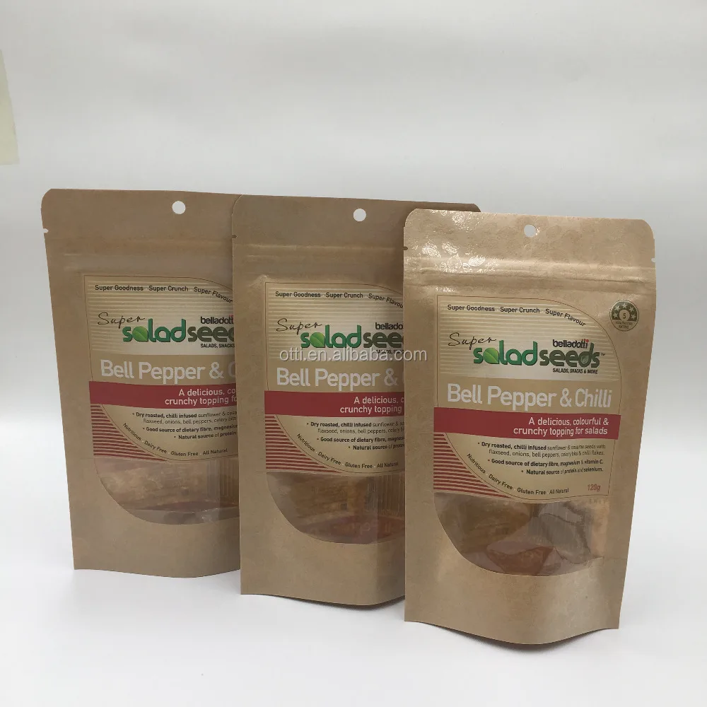 
 Семена перца чили стоячий пакет из крафт-бумаги с окошком и молнией  