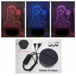 3D Night Light Cute Cartoon Elsa Princess Girl Head RGB 3 Color Change Atmosphere Bedside Light Kids Girl Gift Free Shipping