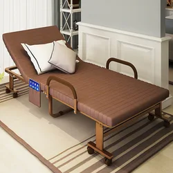 Складная кровать с регулируемым подголовником, толстый матрас со стальным ремнем и Эва (65 см)