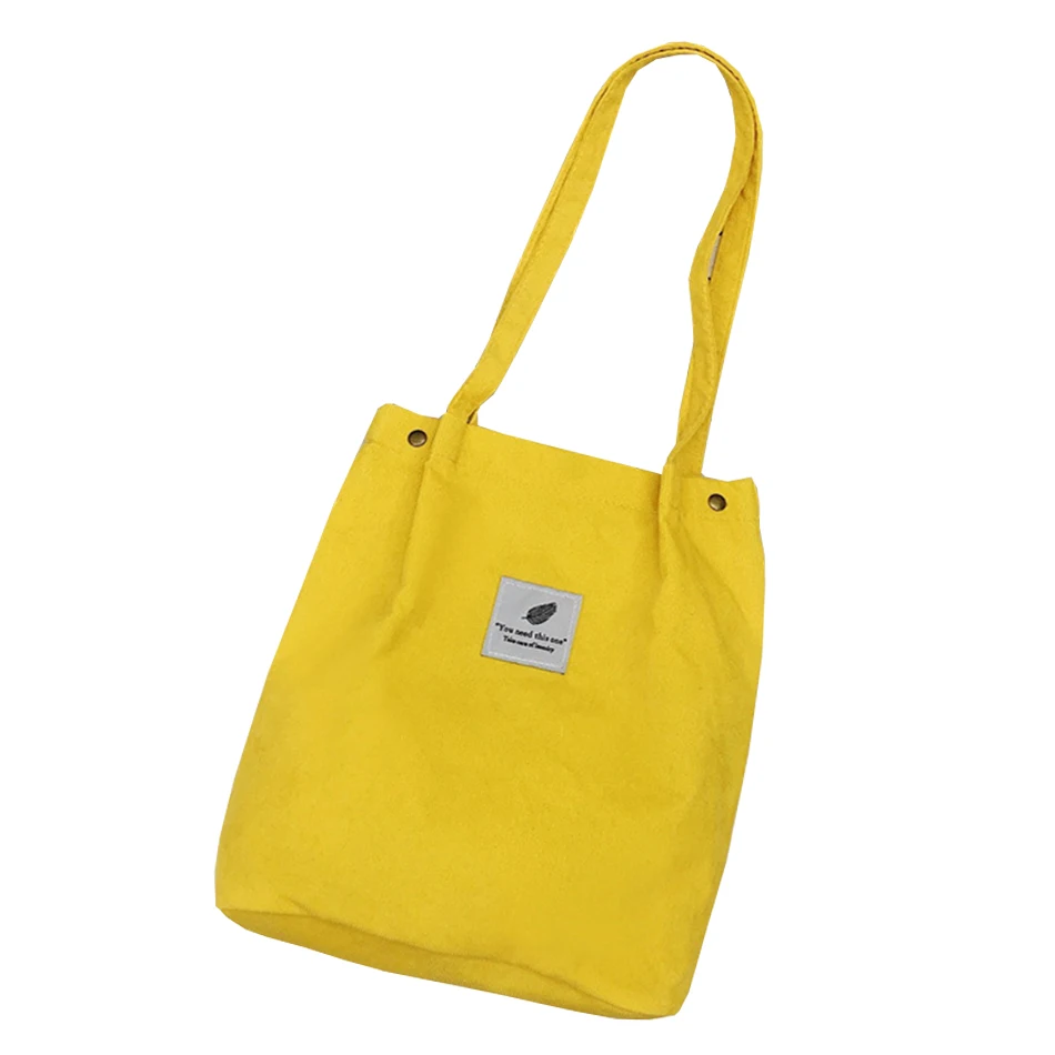 
Corduroy bag trendy monochrome shoulder/hand canvas bag 