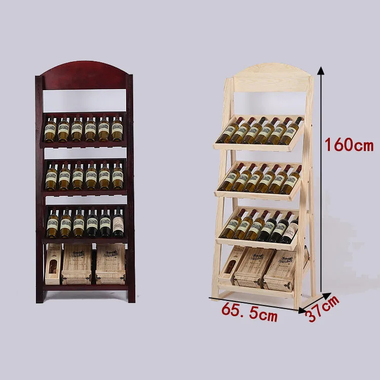 Wooden Wine Liquor Stand Display Rack Supermarket Shelf