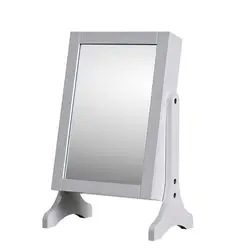 Pure White Mirrored Furniture Table Top Jewelry Cabinet