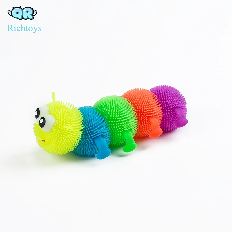 Promotional LED light TPR material puffer worm ball