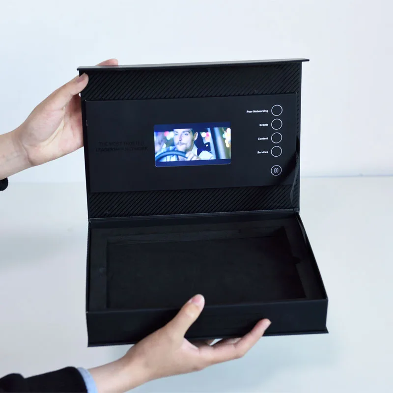 Printed all logo video audio high quality 4.3 inch LCD screen video gift box popup card