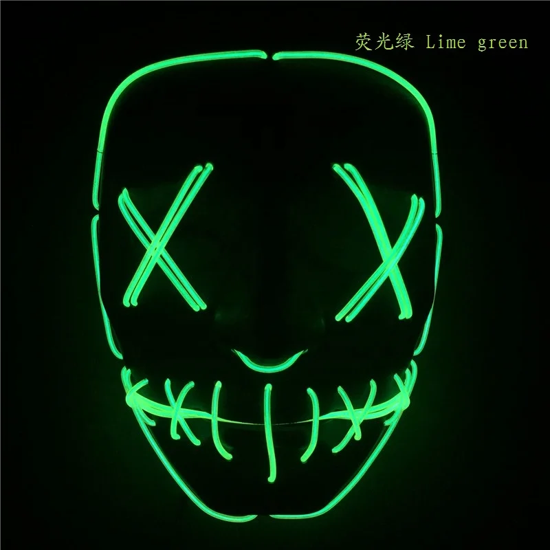 2019 factory sell glowing neon light halloween party face mask